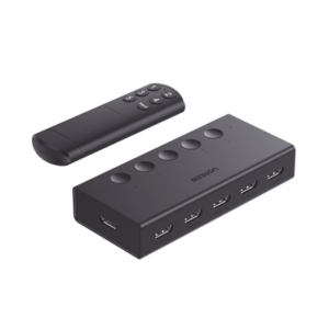 Conmutador HDMI 5X1 | 4K@60Hz | HDMI 2.0, 1.4 | HDCP 2.2, 1.4 | VRR | Dynamic HDR | 3D | CEC | EDID | IR 10 Metros (32.81 Pies) | 18Gbps | Cambio Manual y por Control Remoto | Incluye Cable de Alimentación USB