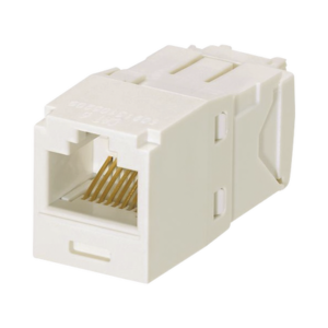 Conector Jack RJ45 Estilo TG, Mini-Com, Categoría 6A, de 8 Posiciones y 8 Cables, Color Blanco Mate