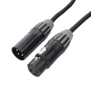 Cable XLR | 3 polos | Conector Hembra-Macho | Serie M | Carcasa Negra | Contactos Dorados | Ideal para Microfonía | Longitud 3m