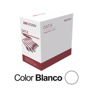 Bobina de Cable UTP 305 Metros (1000 Pies) / Cat 6 (24 AWG) / Color Blanco / PVC (CM) / Uso en Interior / CCA (Cobre con Aluminio) / Aplicaciones de CCTV y Redes de Datos