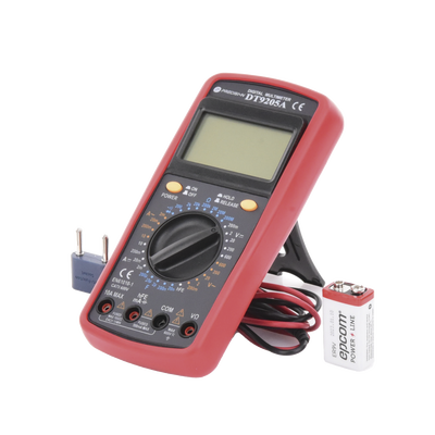 KIT Multímetro Digital DT9205A 600 Vcc / Vca CATII, con Pantalla LCD. Incluye Batería ER-9V de 9V - Image 3