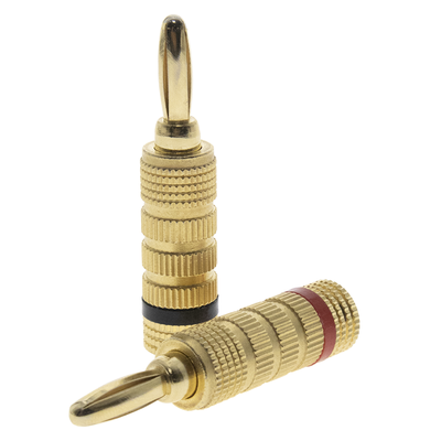 Kit Conector Banana Tipo Tornillo para Bocinas | Instalaciones Profesionales de Audio | Chapado en Oro | Color Negro + Rojo (2 Piezas) - Image 2