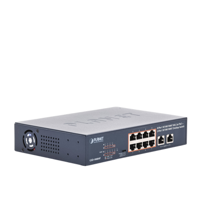 Switch de Escritorio No Administrable / 8 Puertos 10/100/1000T PoE+ 802.3at / 2 Puertos Uplink 10/100/1000T / Presupuesto PoE 120 Watts / Modos Estándar, VLAN y Extend / Distancia Extendida 250 mts / Rackeable - Image 2