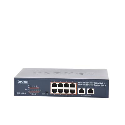 Switch de Escritorio No Administrable / 8 Puertos 10/100/1000T PoE+ 802.3at / 2 Puertos Uplink 10/100/1000T / Presupuesto PoE 120 Watts / Modos Estándar, VLAN y Extend / Distancia Extendida 250 mts / Rackeable - Image 4
