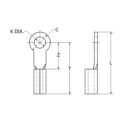 Zapata Terminal de Ojillo para Tornillo 3/16" (5 mm) y Cable Calibre 16-14 AWG. - Image 2