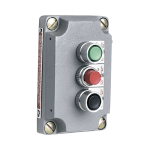 Cubierta para Estación de Control con Tres Botones Pulsadores Rojo-Verde-Negro. / Uso en Áreas Clasificadas.