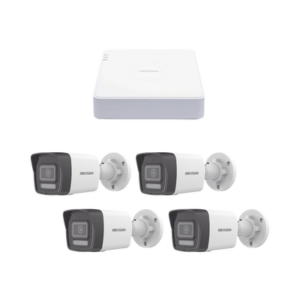 Kit IP 1080p (2 Megapixel) / NVR de 4 Canales con 4 Puertos PoE / 4 Cámaras IP Bala ColorVu Lite y Motion Detection 2.0 / Micrófono Integrado