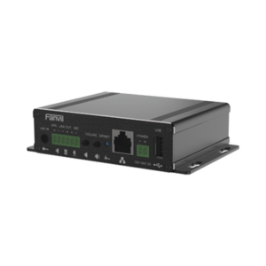 Gateway para Voceo IP/SIP,  Entrada de audio (3.5mm), salida de amplificador integrado de hasta 30W, puerto USB (reproducción de MP3),