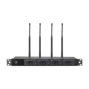 Receptor UHF para 4 micrófonos inalámbricos / Pantalla LCD de cristal liquido