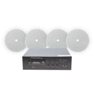 KIT de Amplificador de 120W para Escritorio | 4 Altavoces 6" | Montaje en Techo | 20W | 70/100V