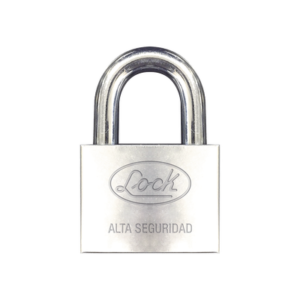 Candado de hierro alta seguridad con llave de disco/ Acabado Cromado/ Llaves Abloy/ Medida de Horquilla 50 mm.
