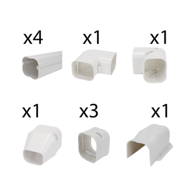 Kit de Canaletas Para la Organización de Tuberías y Cables Eléctricos en Instalaciones de Aire Acondicionado, Uso en Interiores y Exteriores, PVC Rígido, Ideal Para Minisplit, Contenido de Kit (11 Piezas), (3000-00000) - Image 2