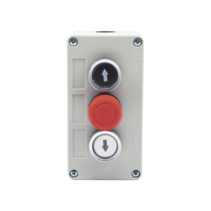 Botonera Triple con Boton de Stop Tipo Enclavado / Para Barreras Vehiculares, Operadores Corredizos y Abatibles.
