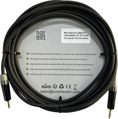 Cable 3.5mm a 3.5mm, conectores color negro MTP3C-BG, length 5m - Image 2