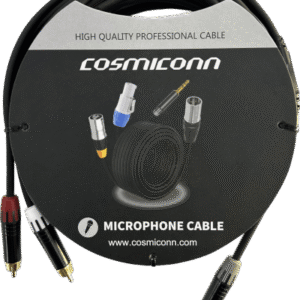 Cable 3.5mm a 2 RCA, conectores negros, con diferenciador de blanco y rojo en RCA MT380-RD - MT380-WH - MTP3C-BG, length 5m