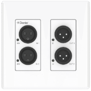 Extensor de Audio Analógico XLR a Dante® | 2 Entradas y 2 Salidas | Conversión Digital de Audio | PoE IEEE 802.3af | Phantom Power 48V | Latencia Configurable 1-5ms | Rango Dinámico >90dB