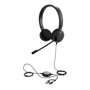 Jabra Evolve 20 DUO con Conexión USB C/A, Micrófono con Cancelación de Ruido de Ultima Generación, Configuración Plug and Play (4999-823-169)