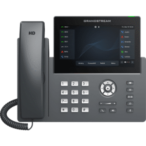 Teléfono IP Wi-Fi, Grado Operador, 12 líneas SIP con 6 cuentas, pantalla táctil  7", puertos Gigabit, Bluetooth, PoE, codec Opus, IPV4/IPV6 con gestión en la nube GDMS